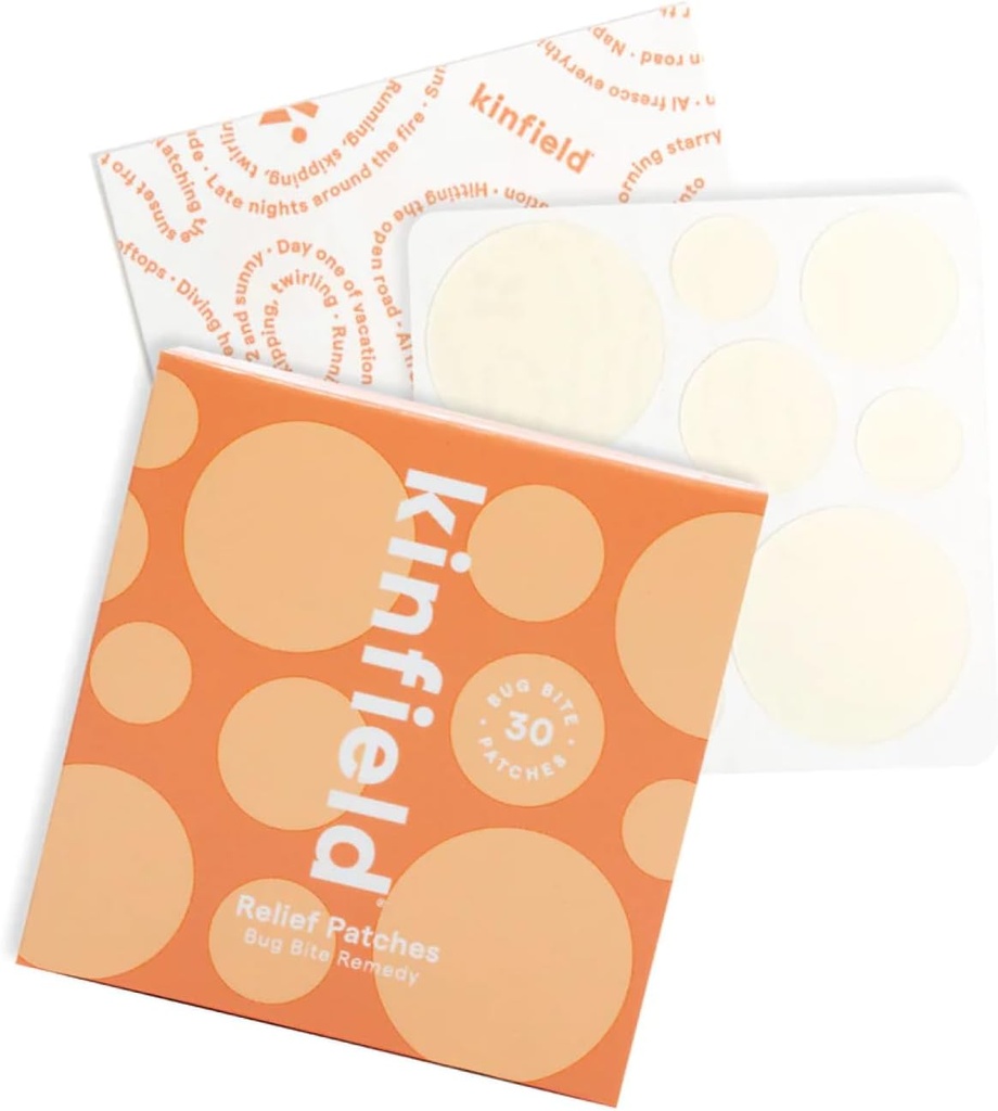 Kinfield Bug Bite Remedy Relief Patches - Hydrocolloid Skin Sothers Against Itch and Irritation - Σκληρός, και Paraben Free - Vegan μετά από θεραπεία Bite - 30 x Patches