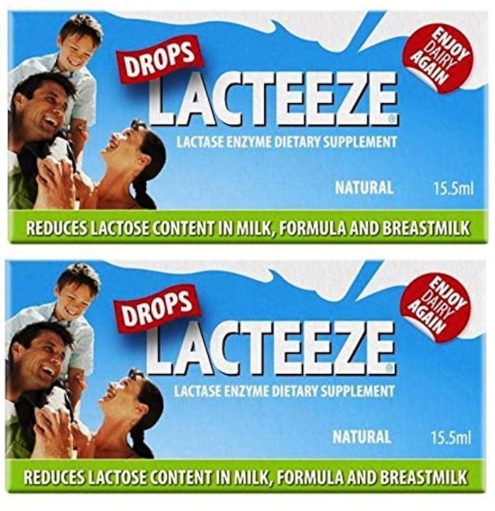 2 συσκευασία Lactase Enzyme Lacteeze Drops 15,5 ml Υγρό