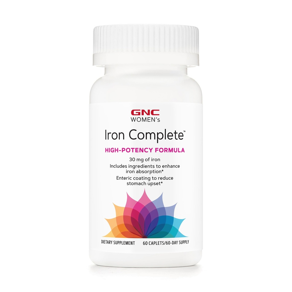 GNC Γυναικεία Iron Complete Multivitamin, Ενισχύει την ικανότητα να απορροφά σίδηρο, 60 Caplets