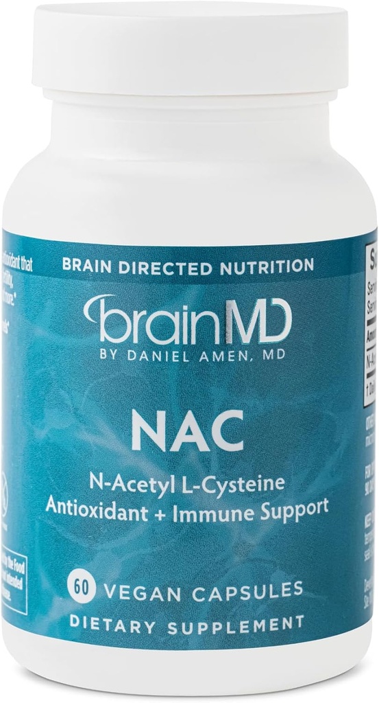BRAINMD NAC - 60 κάψουλες Vegan - Αντιοξειδωτικό + Ανοσολογική Υποστήριξη - Χωρίς γλουτένη - 60 εξυπηρετήσεις