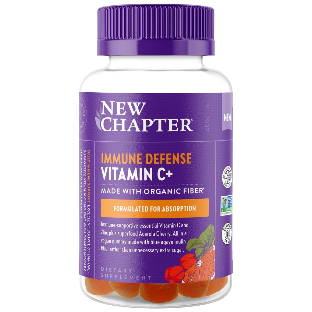 Νέο Κεφάλαιο Βιταμίνη C+ Gummies – 35% Λιγότερο Ζάχαρη§, Εξαιρετική Πηγή Βιταμίνης C, Δύο Καθημερινή Gummies για την Ανοσολογική Υποστήριξη με Acerola Cherry, Vegan, Μη ΓΤΟ, Χωρίς Γλουτένη, Εσπεριδοειδή Γεύση, 60ct
