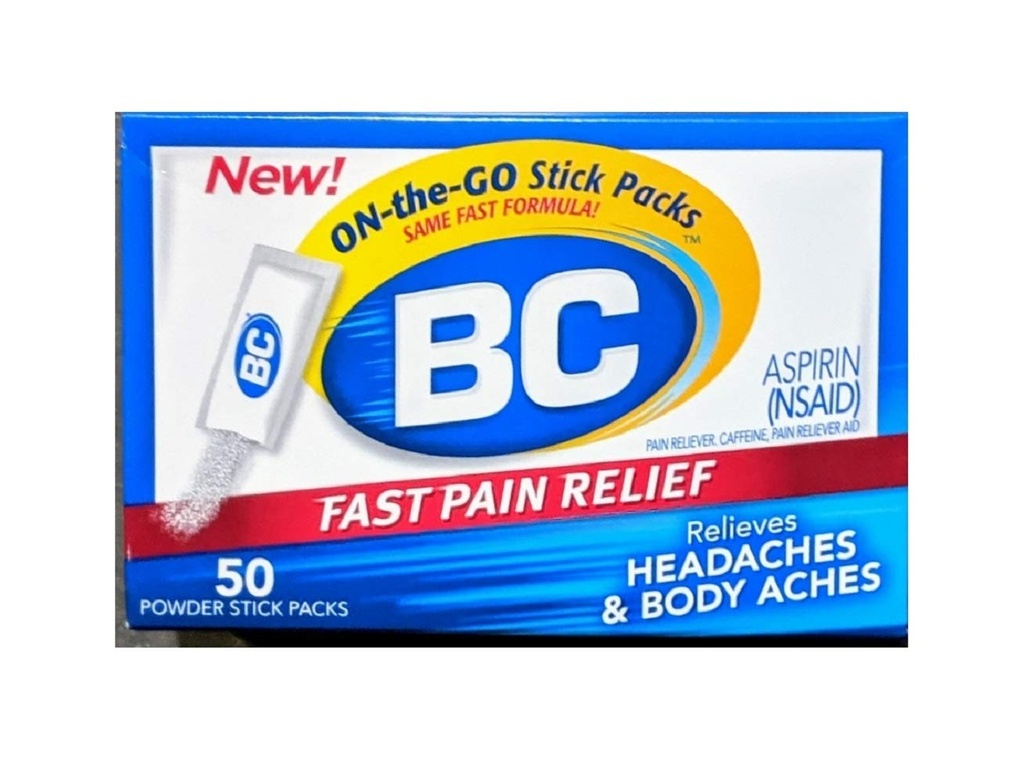 BC Pain Relief Sticks σκόνης, 50 Sticks ανά συσκευασία (3 συσκευασίες)