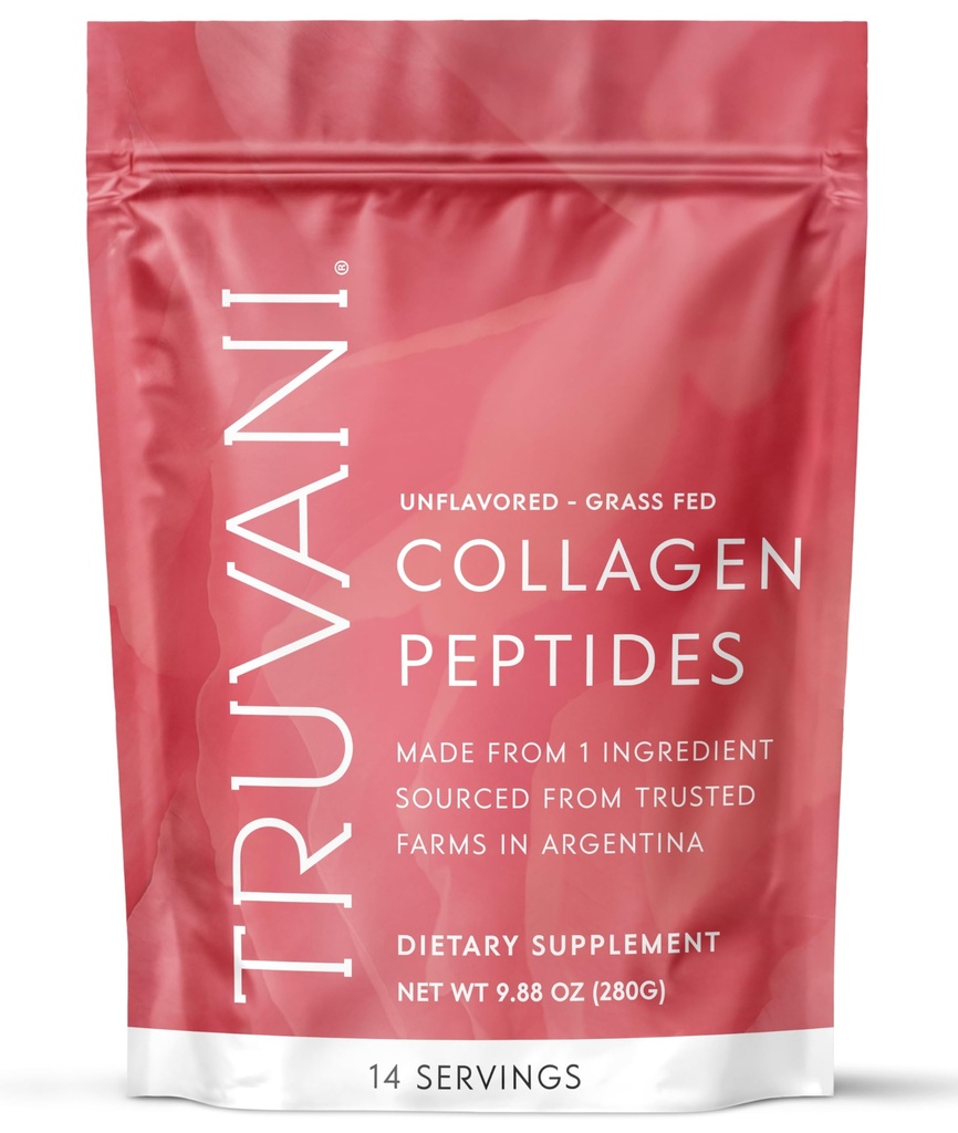 Truvani Hydrolyzed Collagen Peptides | Unflavored | 14 Servings | 20g Grass-Fed Collagen Protein Powder | Promotes Hair, Nail, Skin, and Joint Health | Keto | Dairy and Gluten Free | Women and Men