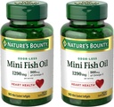 Nature's Bounty Mini Fish Oil Softgels 1290 mg, Omega-3, Υποστηρίζει την υγεία της καρδιάς, Odor-Less, 90 Mini Coated Softgels - Συσκευασία των 2