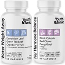 Youth & Tonic Women Water Weight Loss Pills for Hormonal Changes and Fluid Retention During PMS, Menopause – Swelling, Bloating & Hormone Balance – 120 Capsules