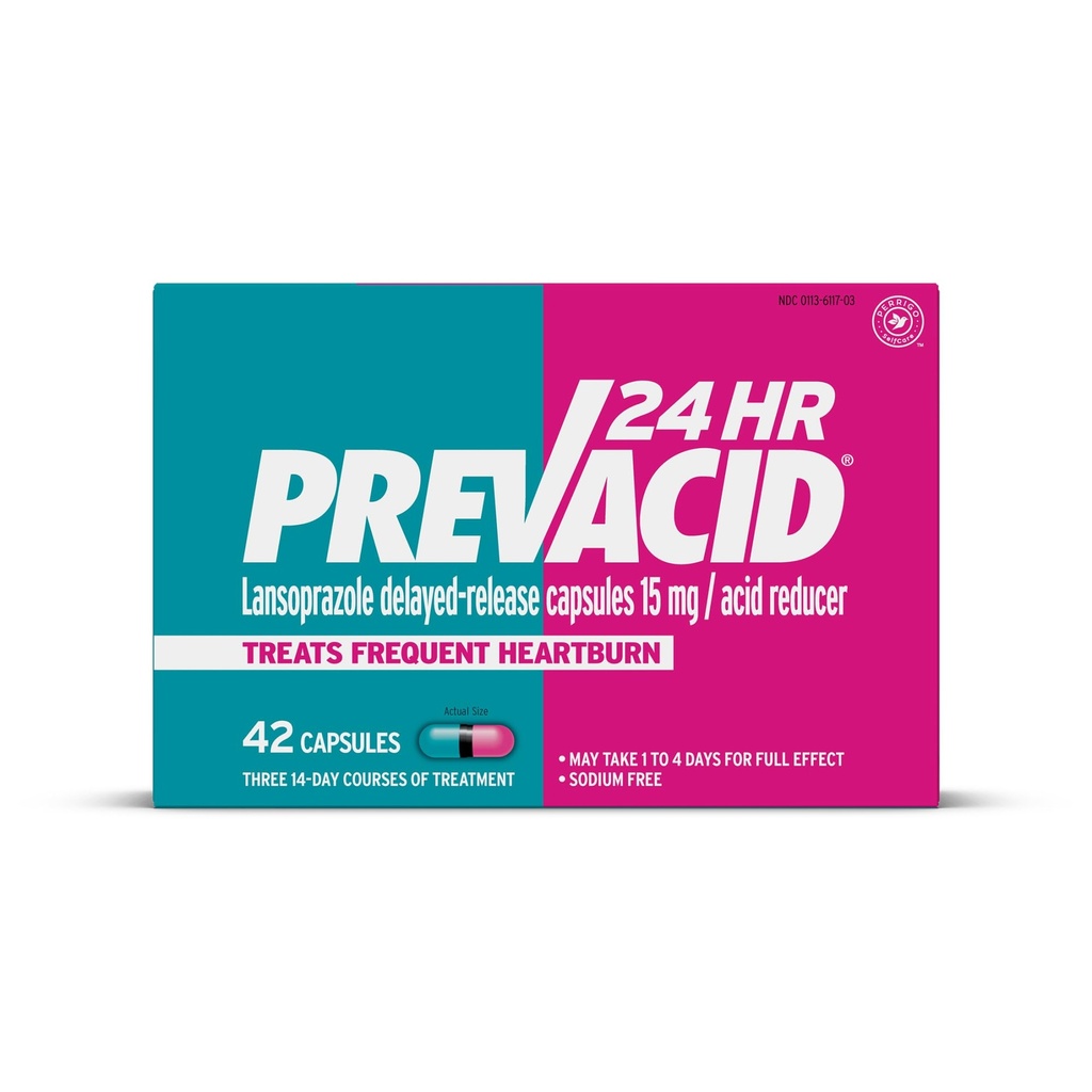 Prevacid 24HR Lansoprazole Delayed- Release Κάψουλες, 15 mg/Acid Reducer, Proton Pump Inhibitor (PPI) για το Heartburn Relief, 42 Count