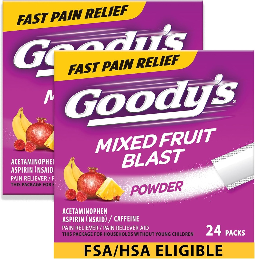 Guody's Extra Strength Πονοκέφαλος σε σκόνη, Μικτή Fruit Blast Flavor Διαλύστε συσκευασίες, 24 μεμονωμένα πακέτα (2 Pack)