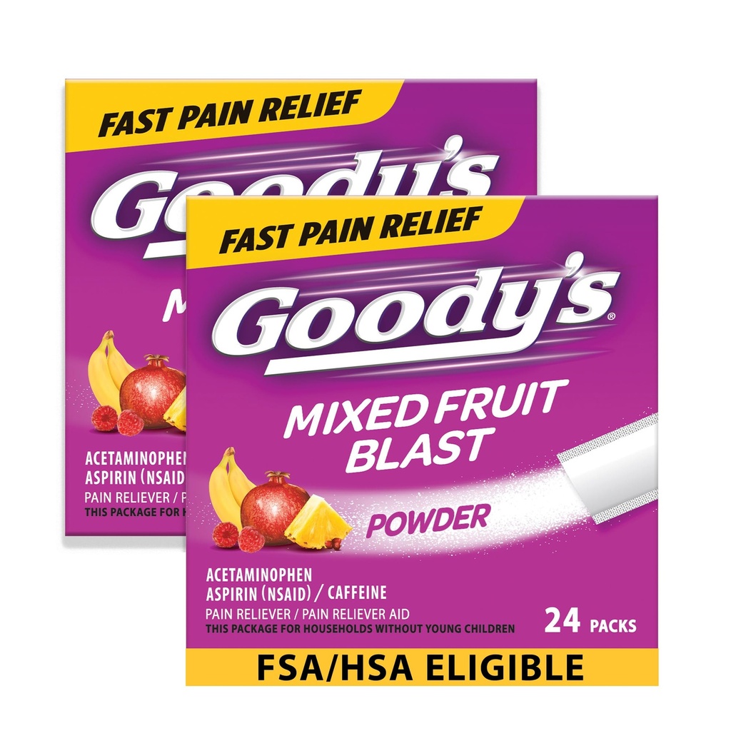 Guody's Extra Strength Πονοκέφαλος σε σκόνη, Μικτή Fruit Blast Flavor Διαλύστε συσκευασίες, 24 μεμονωμένα πακέτα (2 Pack)