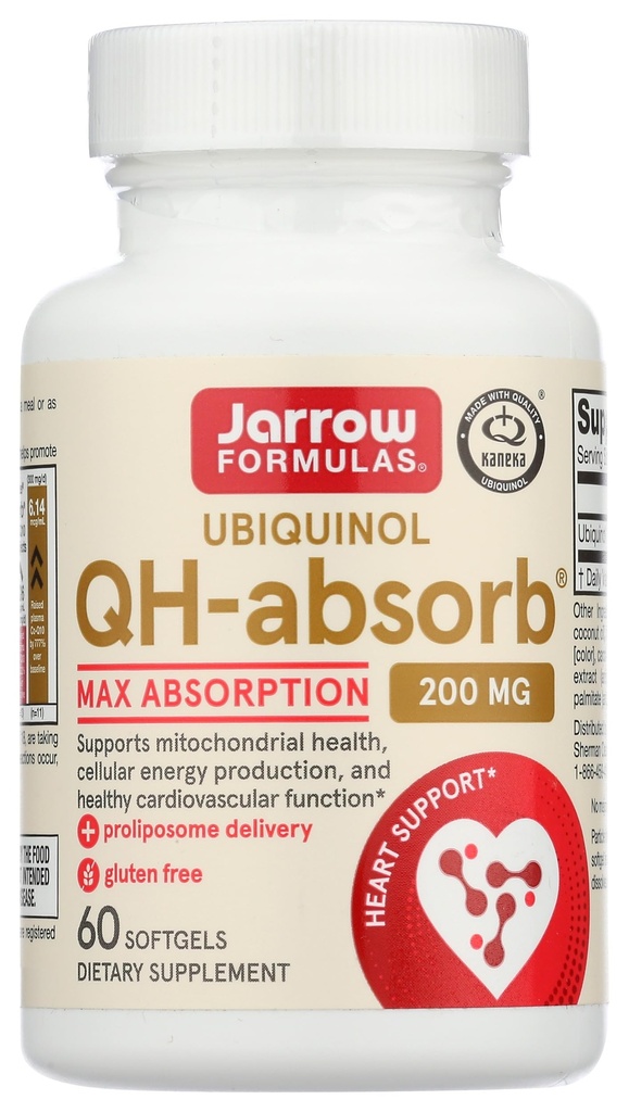Jarrow Formulas QH-absorb 200 mg - 60 Softgels - Υψηλή απορρόφηση Συν-Q10 - Ενεργή Αντιοξειδωτική Μορφή Συν-Q10 - Υποστηρίζει Μιτοχονδριακή Παραγωγή Ενέργειας και Καρδιαγγειακή Υγεία - 60 Υπηρεσίες