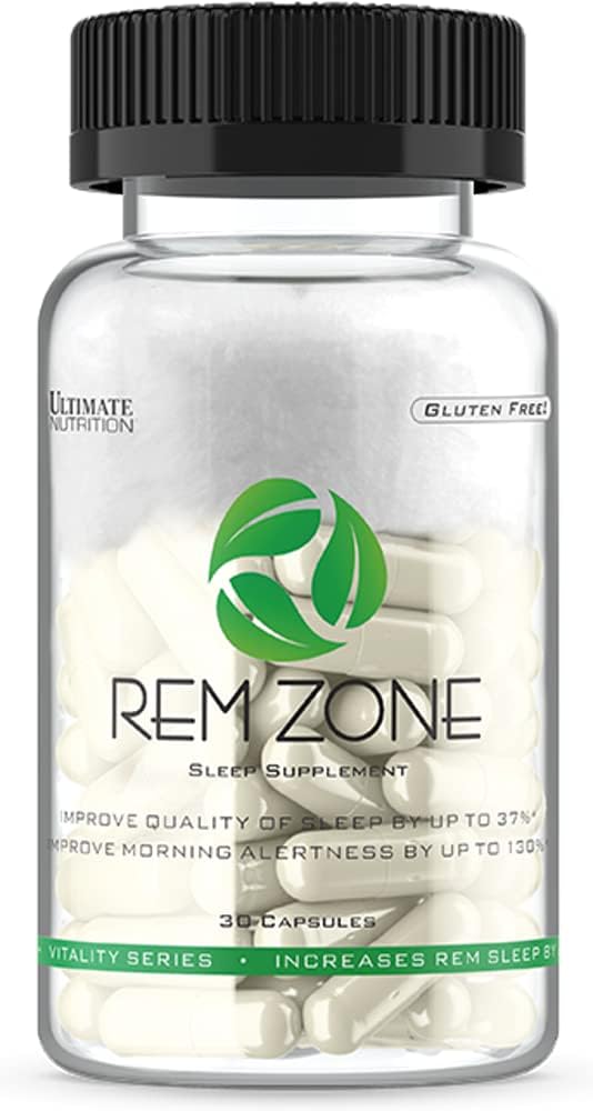 Ultimate Nutrition REM Zone Supplement, Comprehensive Formula for Rest, Βότανα για μια καλύτερη νύχτα Snooze, χωρίς γλουτένη, 30 κάψουλες Vegan