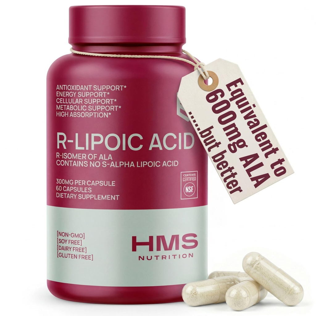 Σταθεροποιημένο R-Lipoic Acid 300mg ανά υπηρεσία, R Alpha Lipoic Acid ALA συμπλήρωμα Αντιοξειδωτικό για Nerve, Ενέργεια & Μεταβολισμός Υποστήριξη, NSF Πιστοποιημένα συμπληρώματα, μη GMO & Vegan, 60 κάψουλες, 2 Μήνες προσφοράς