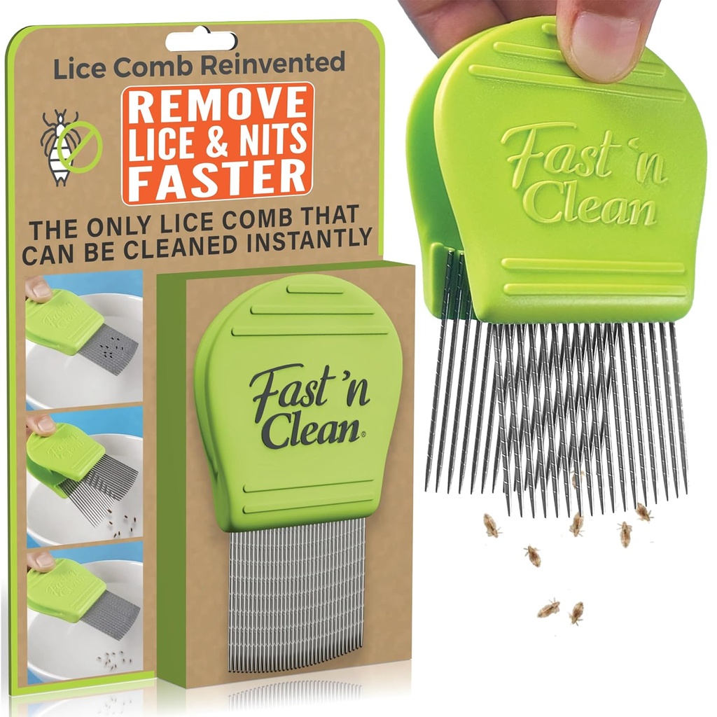 Fast 'n Clean - Lice Comb Reinvented - The Self Cleaning Lice Comb