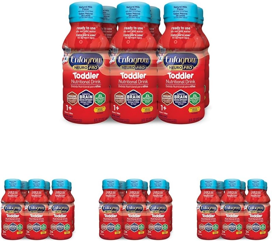 Enfagrow NeuroPro Toddler Διατροφικό Ποτό 8 fl. oz. Έτοιμος για χρήση (6 μπουκάλια) Πρεβιοτικά για την υποστήριξη του ανοσοποιητικού, DHA για την ανάπτυξη του εγκεφάλου, σίδηρος, μη-GMO, φυσικό άρωμα γάλακτος (Todler Επόμενο Βήμα) Enfamil