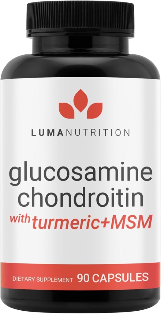 Luma Nutrition Glucosamine Chondroitin MSM - Turmeric, Boswellia - Premium συμπλήρωμα - για άνδρες και γυναίκες - Κοινό συμπλήρωμα - 90 κάψουλες