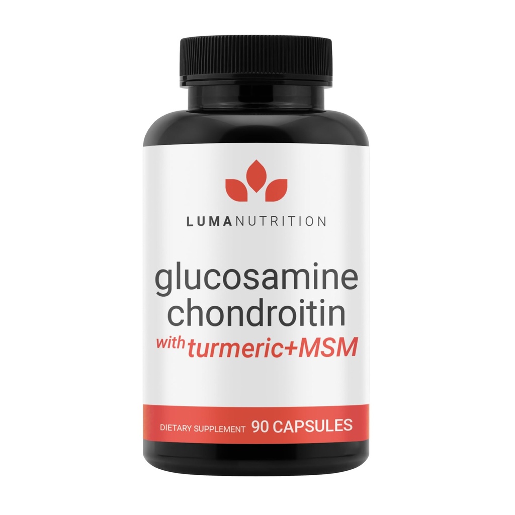 Luma Nutrition Glucosamine Chondroitin MSM - Turmeric, Boswellia - Premium συμπλήρωμα - για άνδρες και γυναίκες - Κοινό συμπλήρωμα - 90 κάψουλες