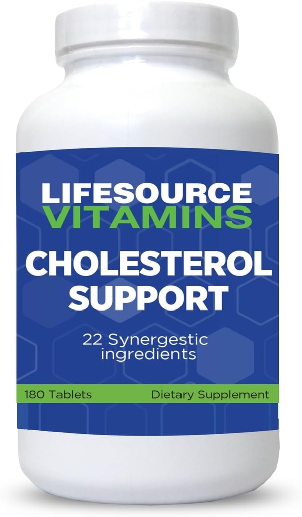 LifeSource Vitamins Cholesterol Support - 28 Όλα τα φυσικά συνεργιστικά συστατικά - Χοληστερόλη & Τριγλυκερίδια Υποστήριξη μείωσης Αυτό μπορεί να βελτιώσει την καρδιά και την καρδιαγγειακή υγεία (180 δισκία)