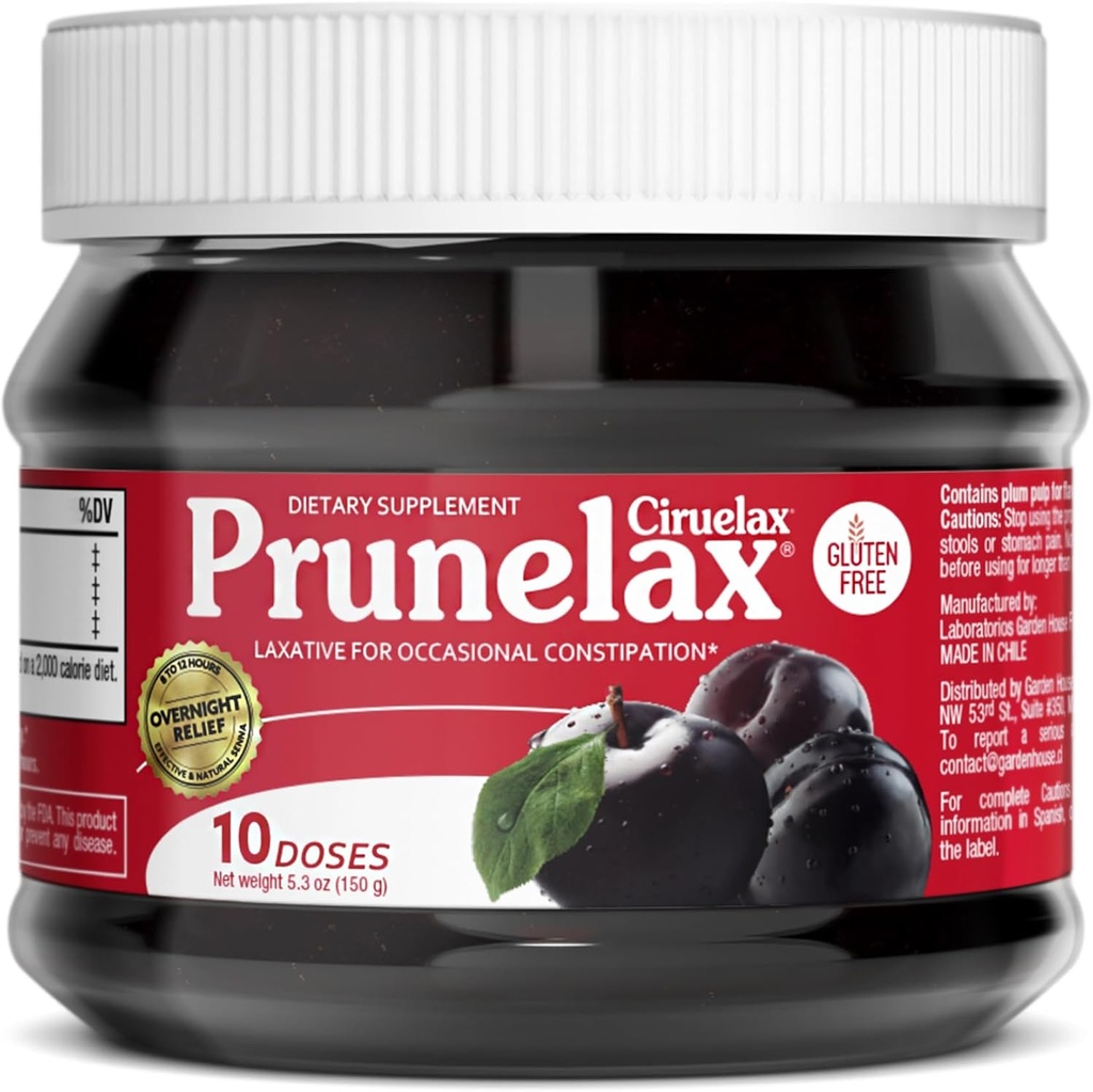 Prunelax Ciruelax Κανονική δύναμη Laxative Jam - Χωρίς γλουτένη Φυσικό συστατικό Laxative για περιστασιακή δυσκοιλιότητα - 5.3 oz
