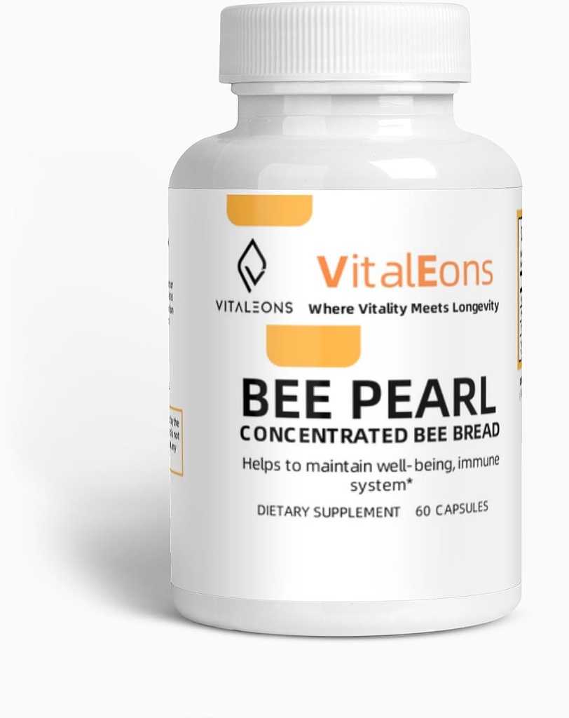 Bee Pollen Supplment - Bee Pollen, Propolis, and Royal Jelly - Vitaleons Bee Pearl - Κάθε μαργαριτάρι έχει βιταμίνες, μικροστοιχεία, πολυφαινόλες και αντιοξειδωτικά (χορτοφαγικά, 60 κάψουλες)