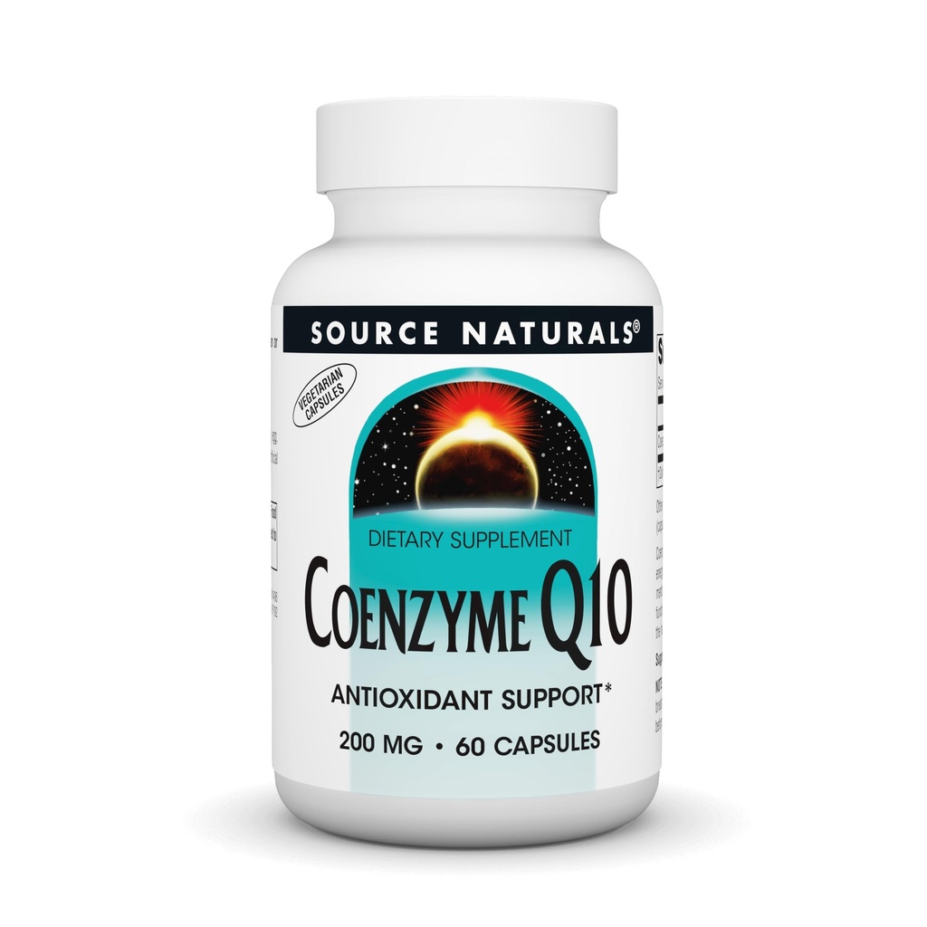 Source Naturals Συνένζυμο Q10 Αντιοξειδωτικό Υποστήριξη 200 mg για την καρδιά, τον εγκέφαλο, την ανοσία, και την ηπατική υποστήριξη - 60 κάψουλες χορτοφάγων