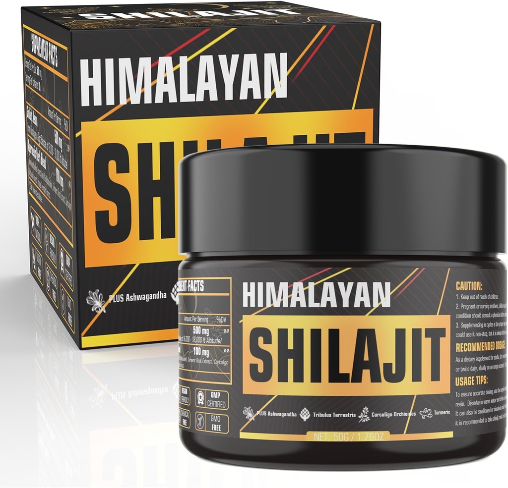 Shilajit Καθαρή οργανική ρητίνη Ιμαλαΐων, 600mg Φυσική οργανική ρητίνη Shilajit με 85+ Trace Minerals Golden Grade Shilajit συμπλήρωμα, Shilajit Resin για τους άνδρες