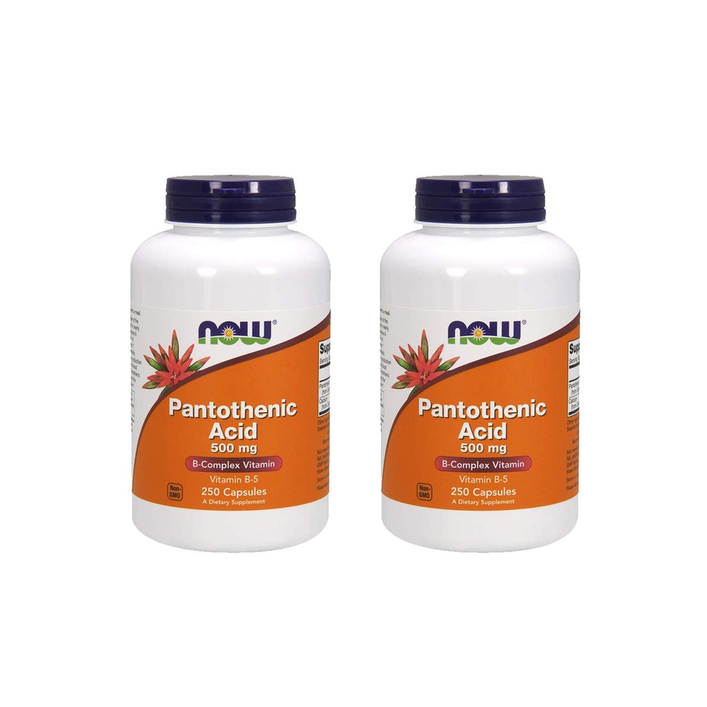 Τώρα Τρόφιμα Παντοθενικό Οξύ 500 mg, 250 Καψάκιο (2 Συσκευασία)