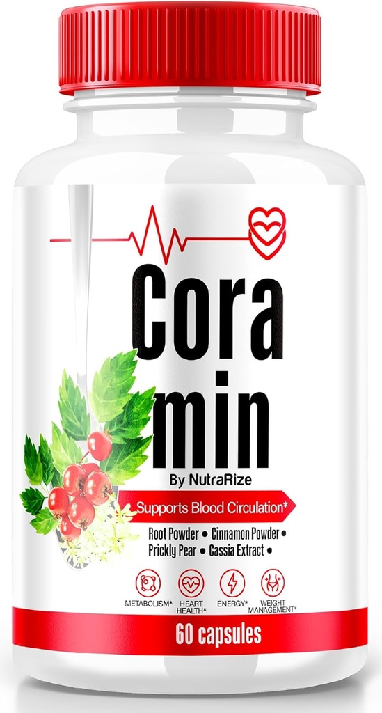 NutraRize Coramin κάψουλες, All-Φυσική Φόρμουλα για να διατηρήσει υγιή επίπεδα, συμπλήρωμα μέγιστης αντοχής, Premium υποστήριξη ροής αίματος, επίσημη χάπια βιταμίνης, Cora min Capsulas Κριτικές (60 κάψουλες)