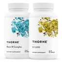 THORNE - Basic B Complex (60 Κάψουλες) & Βιταμίνη D-5000 (60 Κάψουλες) Bundle - Υποστηρίζει Κυτταρική Ενέργεια Παραγωγή, Εγκεφαλική Υγεία & Υγιή Οστά - Γλουτένη, Γαλακτοκομικά & Χωρίς Σόγια