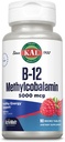KAL Βιταμίνη B12 Μεθυλοκοβαλαμίνη 5000mcg, Υγιεινή ενέργεια, Μεταβολισμός, Νεύρο & Κόκκινο αίμα Υποστήριξη κυττάρων, * Γρήγορη διαλύονται ενεργοποιήσεις, Βέλτιστη απορρόφηση, Φυσική γεύση βατόμουρο, 90 εξυπηρετούν, 90 micro Tabs