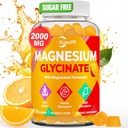 Glycinate Magnesium Gummies 1500mg - Χωρίς ζάχαρη Μαγνήσιο Gummies για γυναίκες και άνδρες, με L-Θεανίνη, Ashwaganha, για ενέργεια, ανάπαυση* & μυών, Ράφι Σταθερό,60 Μαγνήσιο Gummies για παιδιά