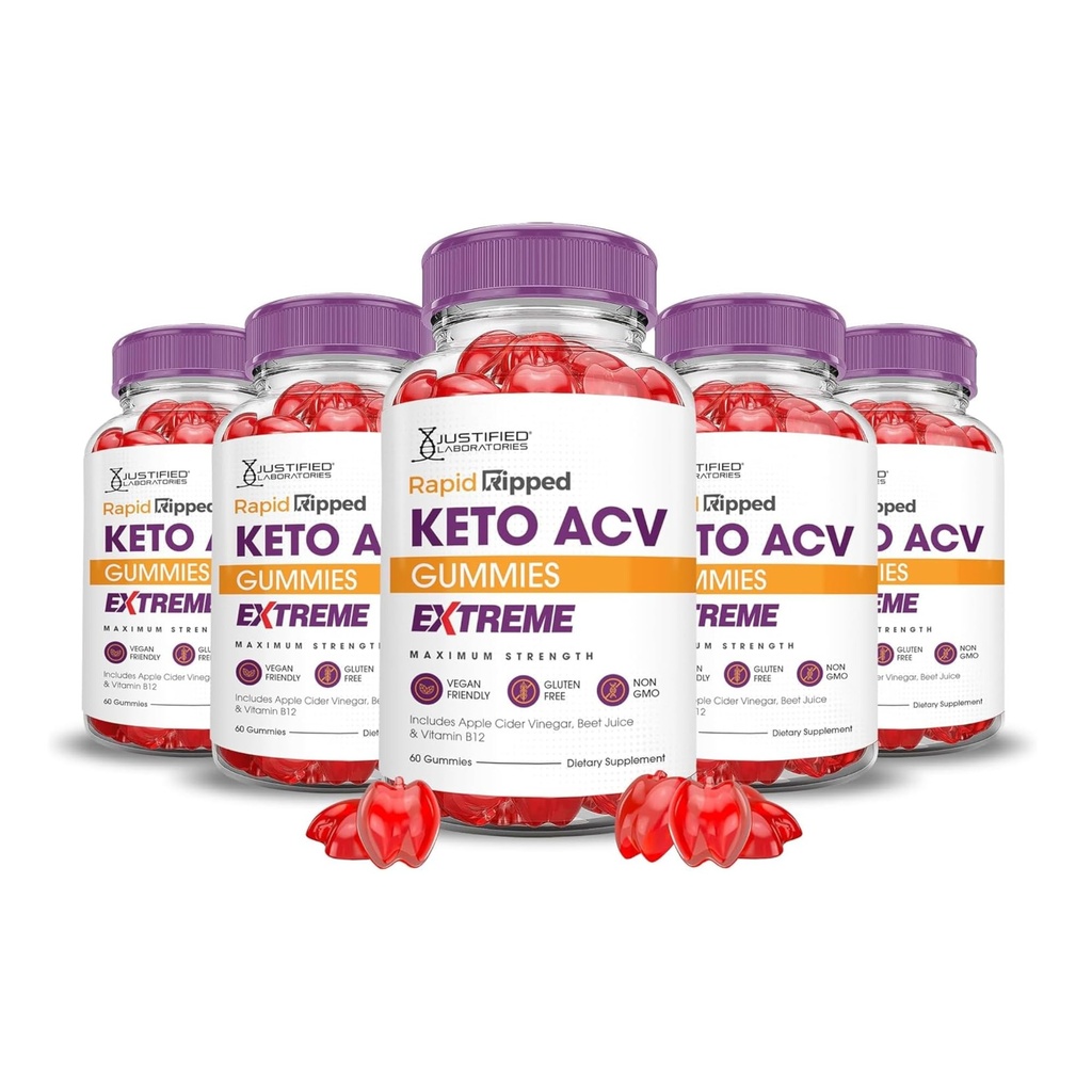 Αιτιολογημένα Εργαστήρια (5 Pack Rapid Rippped Keto ACV Gummies Extreme 2000MG Rapidripped Keto Gummies Apple Cider Vinegar Formed with Roomegranate Beet Buice Powder B12 Vegan Non GMO 300 Gummys