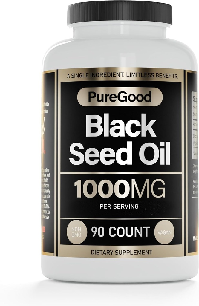 Κάψουλες Μαύρου Λαδιού Σπέρματος, 500 Mg, Ψυχρή πίεση υψηλής ισχύος Digestive Aid, 90 Count 100% Non GMO Pure Black Cumin Speed Oil Capsules