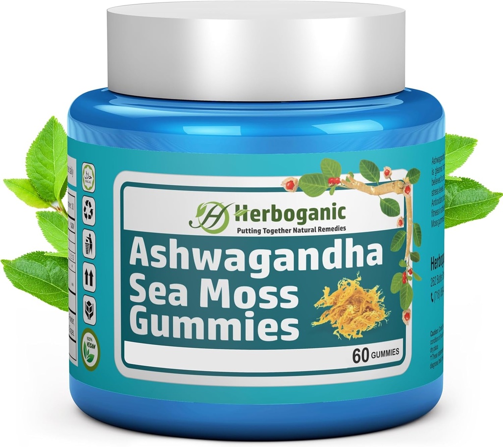 HERBOGANIC Ashwagandha Sea Moss Gummies - 60 κόμης