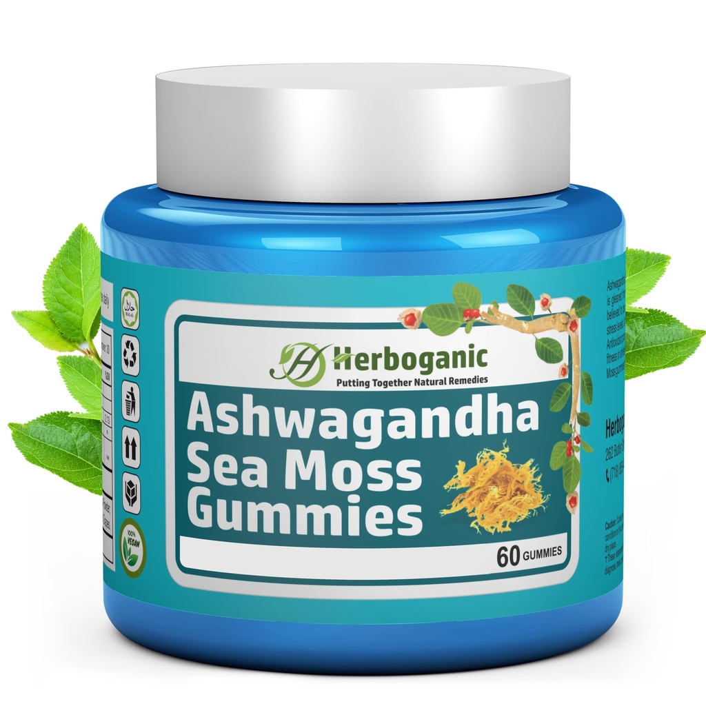 HERBOGANIC Ashwagandha Sea Moss Gummies - 60 κόμης