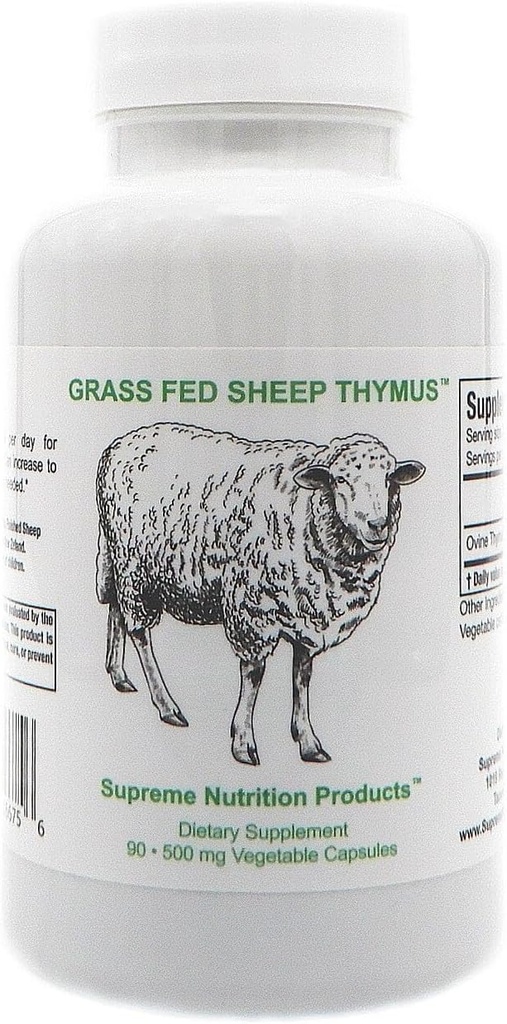 Supreme Nutrition Sheep Thymus - 100% Grass Fed and Finished in New Zealand, 90 Capsles of Pure Ovine Thymus