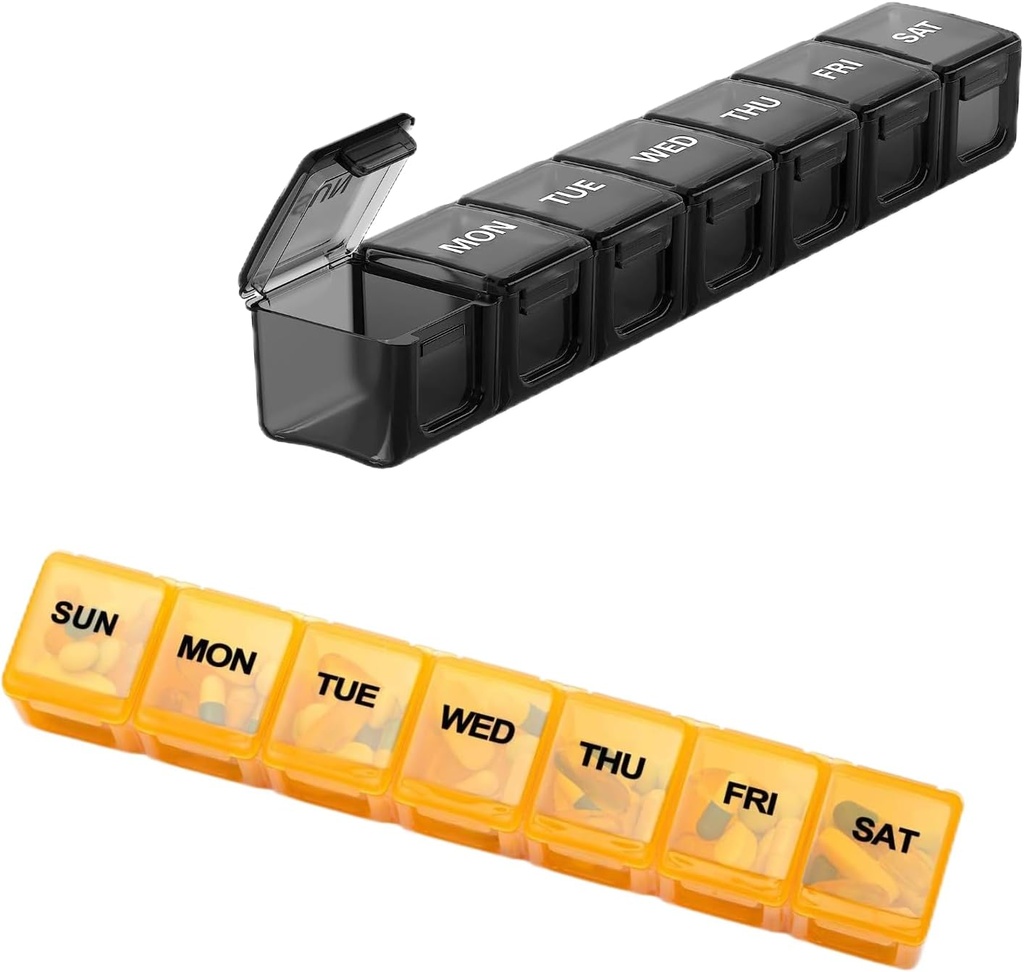 2 Pack Extra Large Weekly Pill Organizer, Sukuos Daily Pill Box υποθέσεις με σαφή Lid, Αρθρίτιδα Φιλικό
