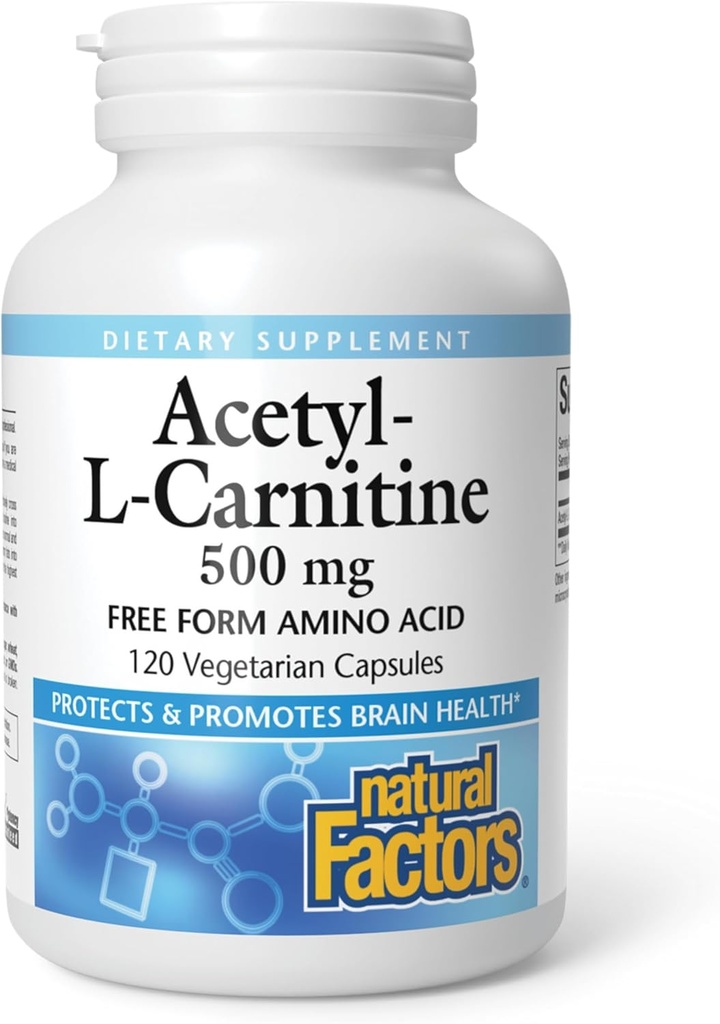 Φυσικοί Παράγοντες, Acetyl L-καρνιτίνη 500 mg, Προάγει μια υγιή μνήμη, συγκέντρωση και λειτουργία του εγκεφάλου, 120 κάψουλες (60 μερίδες)