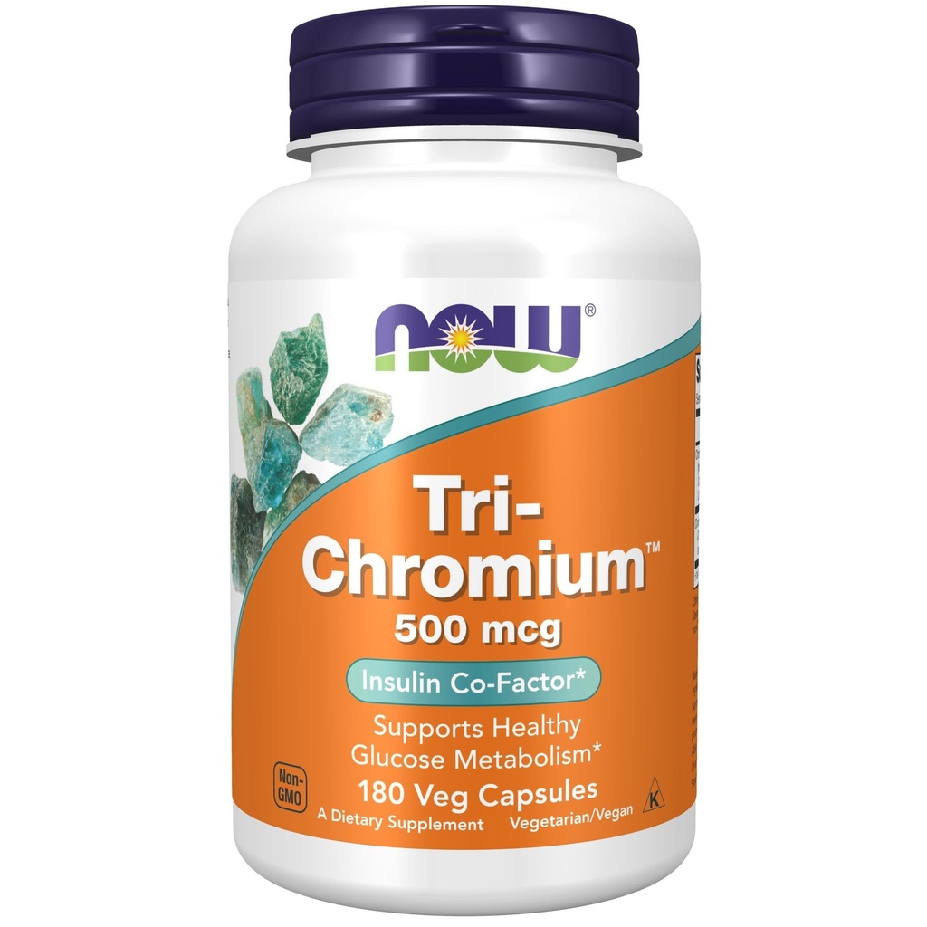 NOW Συμπληρώματα διατροφής, Tri-ChromiumTM 500 mcg με κανέλα, Ινσουλίνη Co-Factor *, 180 Κάψουλες Veg
