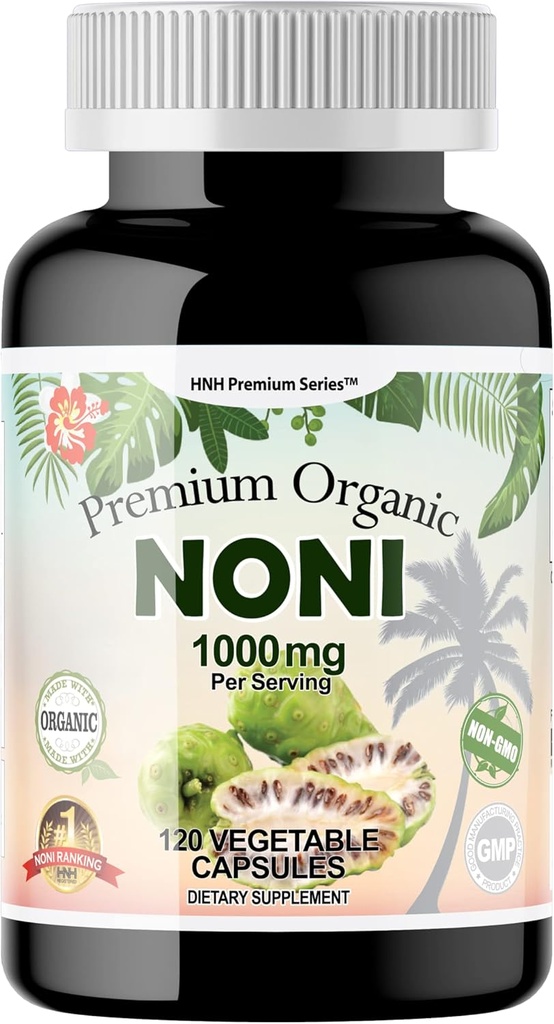 Dr.K&C HNHusa Premium Organic Noni 1000 mg 120 Κάψουλες Veggie Ισχυρό καθαρό αντιοξειδωτικό Υποστήριξη ανοσοποιητικό σύστημα Συνολική υγεία Morinda Citrifolia εκχύλισμα Vegan Non GMO Όχι συμπληρώματα πληρώσεως