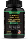 Sea Moss, Ashwagandha, Black Seed Oil Supplement, Βιταμίνη C & D3 με Turmeric, Bladderwrack & Burdock Root, Φυσική βοτανική υποστήριξη για άνδρες & γυναίκες 60 κάψουλες, συμπληρώματα διατροφής, Συσκευασία του 1