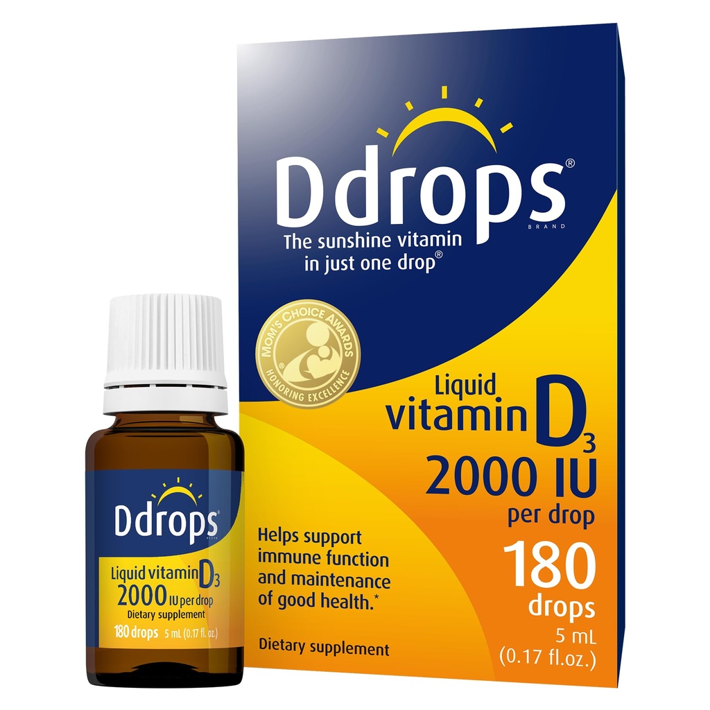 Drops Ενήλικες 2000IU 180 σταγόνες - Συμπλήρωμα υγρής βιταμίνης D3, Υποστήριξη ισχυρών οστών & ανοσοποιητικό σύστημα