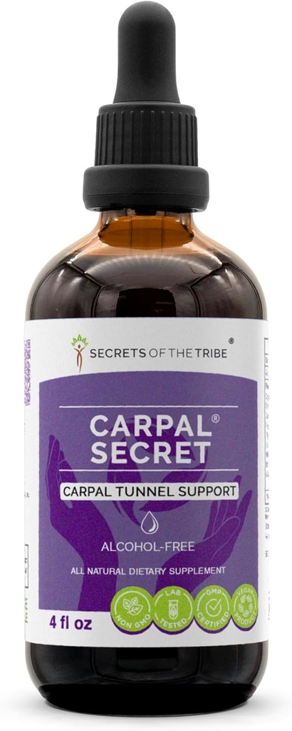 Μυστικά της Φυλής - Carpal Secret, Carpal Σήραγγα Υποστήριξη, βοτανικό συμπλήρωμα Blend σταγόνες αλκοόλ-ελεύθερο υγρό εκχύλισμα (4 fl oz)