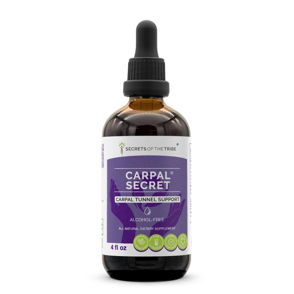 Μυστικά της Φυλής - Carpal Secret, Carpal Σήραγγα Υποστήριξη, βοτανικό συμπλήρωμα Blend σταγόνες αλκοόλ-ελεύθερο υγρό εκχύλισμα (4 fl oz)