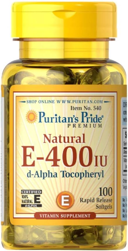 Puritan's Pride Vitamin E 268 mg Ανάμεικτες τοκοφερόλες Φυσική ανοσοποιητική υποστήριξη από Pride®, 400 IU /, 100 Count