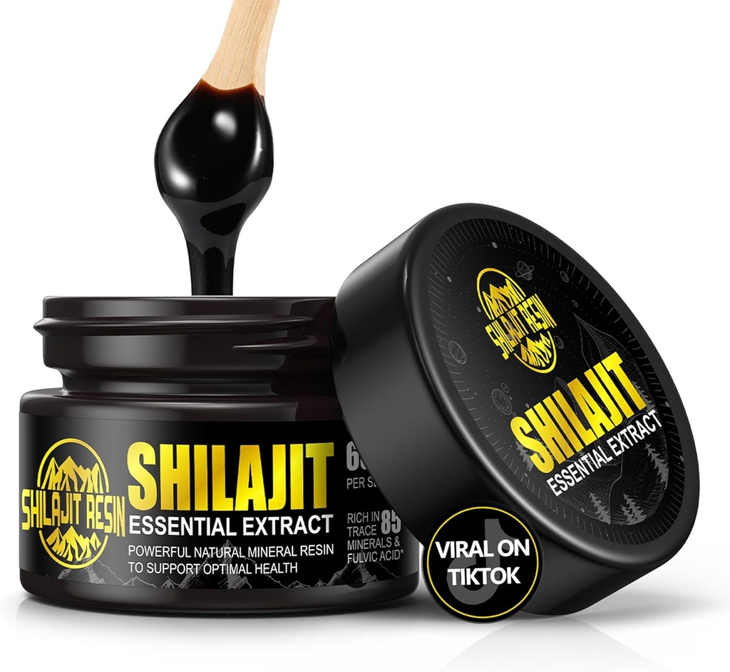 Boysea Organic Himalayan Shilajit Resin, 600mg Gold Grade Maximum Potency Natural Organic Shilajit Resin for Men & Women with 85+ Trace Minerals & Fulvic Acid for Focus & Energy, Immunity - 1.7 Ounce