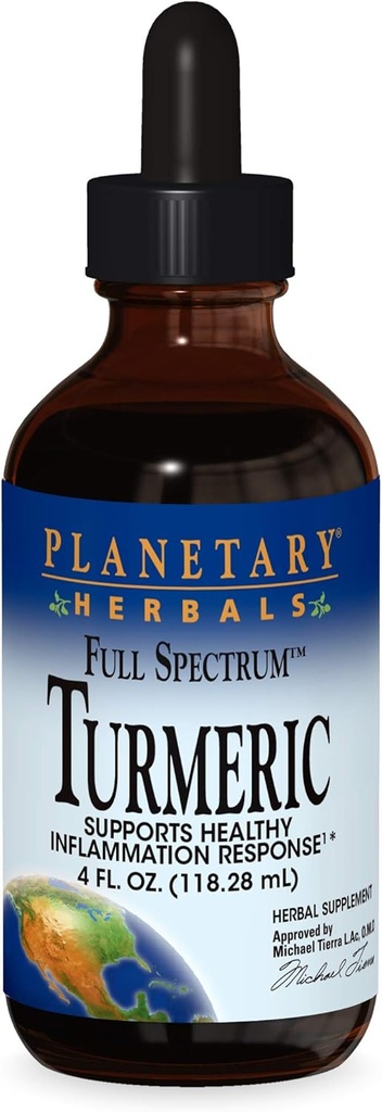 Planetary Herbals Turmeric Extract Full Spectrum Liquid, Υποστήριξη για Αντιοξειδωτικό και Υγιεινή Ανταπόκριση Φλεγμονής, 4 Ουγγιά