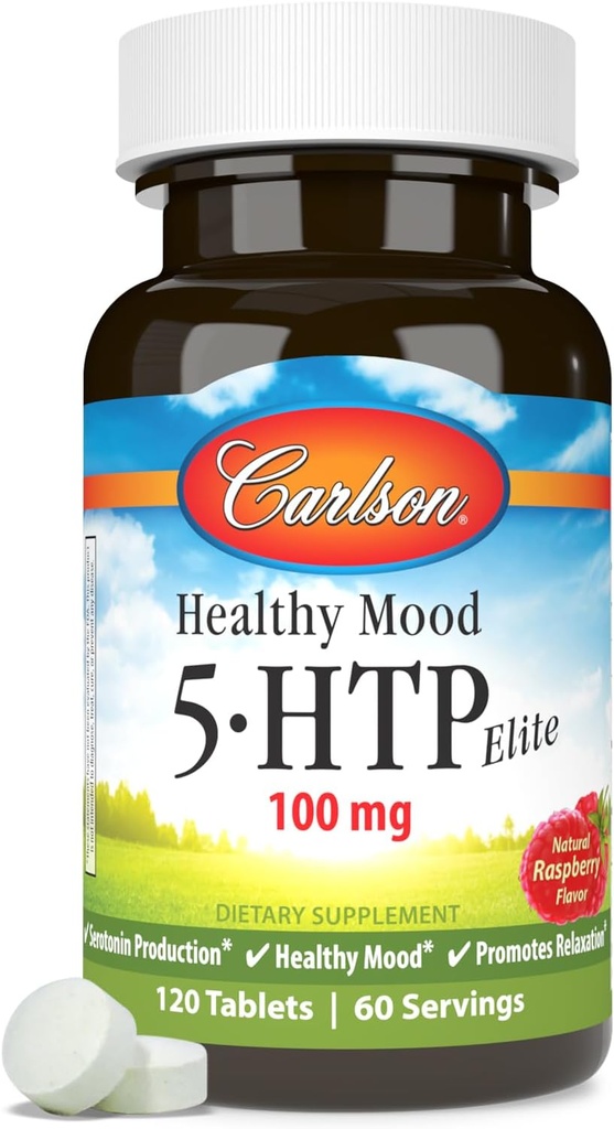 Carlson Healthy Mood 5- htp Elite 50mg μύρτιλλα μασώμενα, 120 δισκία