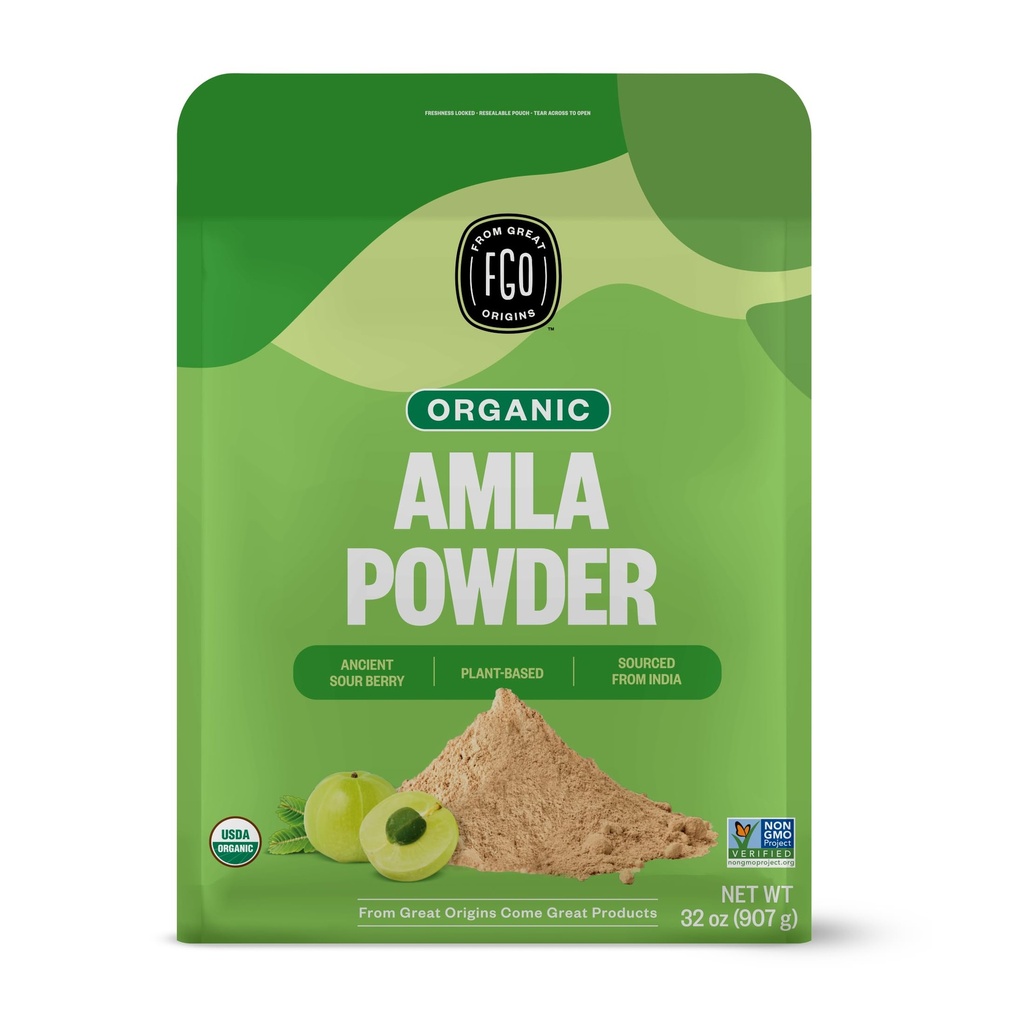 FGO Organic Amla Powder, 2 Λίρες / 32oz, USDA Organic Indian Gooseberry (Amalaki), Μη ΓΤΟ, Φυσική Βιταμίνη C - 100% Ακατέργαστη και Φυσική (Pack of 1)
