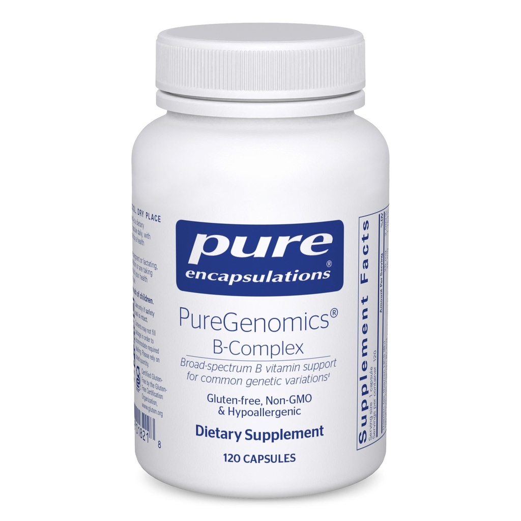 Pure Encapsulations PureGenomics B-Complex - Ευρεία Spectrum B Βιταμίνη Υποστήριξη για τη Γενετική Έκφραση, Κυτταρική Λειτουργία, Παραγωγή ορμονών & Μεταβολισμός Ενέργειας* - με Βιταμίνη B12 & B6-120 Κάψουλες