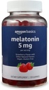 Βασικές μελατονίνη, Gummies υποστήριξης ύπνου, άρωμα φράουλας, 5mg, 120 κόμης (Πρώην Solimo)