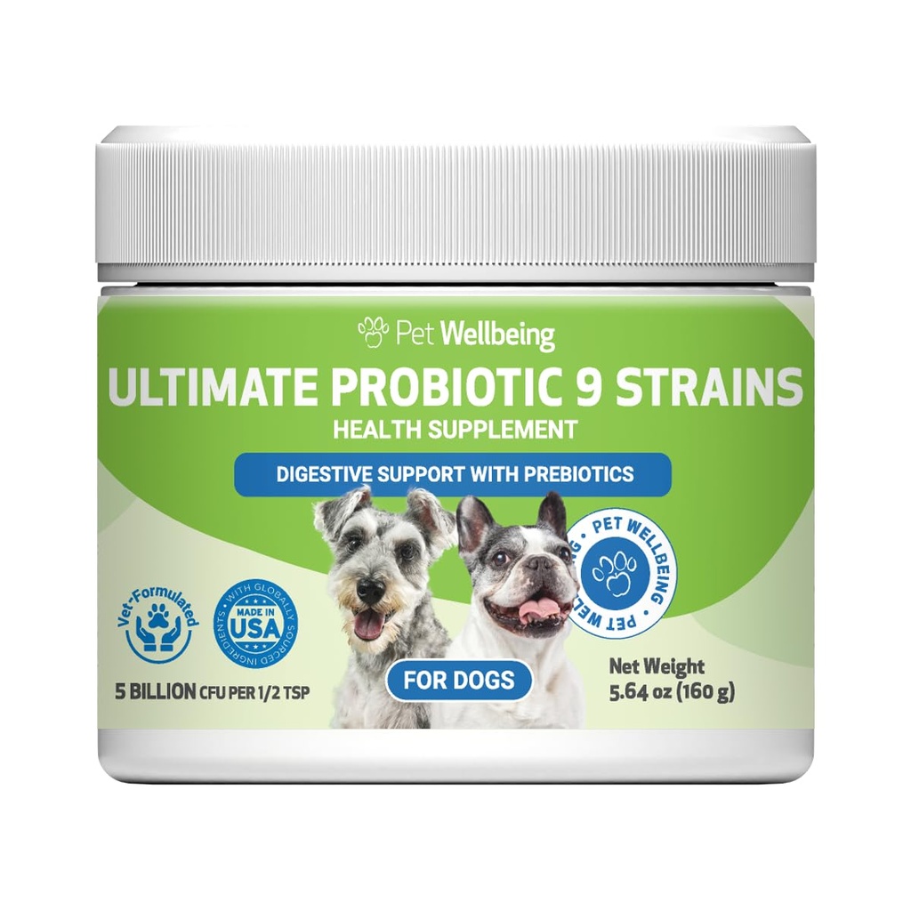 Pet Wellbeing - Ultimate Probiotic 9 Strains for Cats and Dogs - Φυσική Υποστήριξη για την Πέψη και την Ουρολοίμωξη Υγεία 160 Grams.